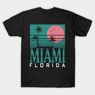 Miami Florida Palm Trees Beach Summer Surf T-Shirt